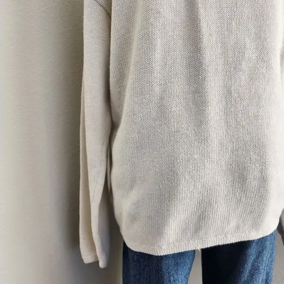 Vintage Bottega Verde Floral Embroidered Knit Cardigan Natural Fiber L - Picture 13 of 15